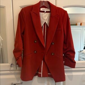 Veronica Beard Brick Red Double-Breasted Blazer